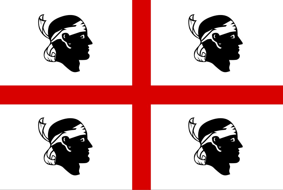 Drapeau officiel de la Sardaigne, Quattro Mori avec bandeau sur le front (depuis 1999)
